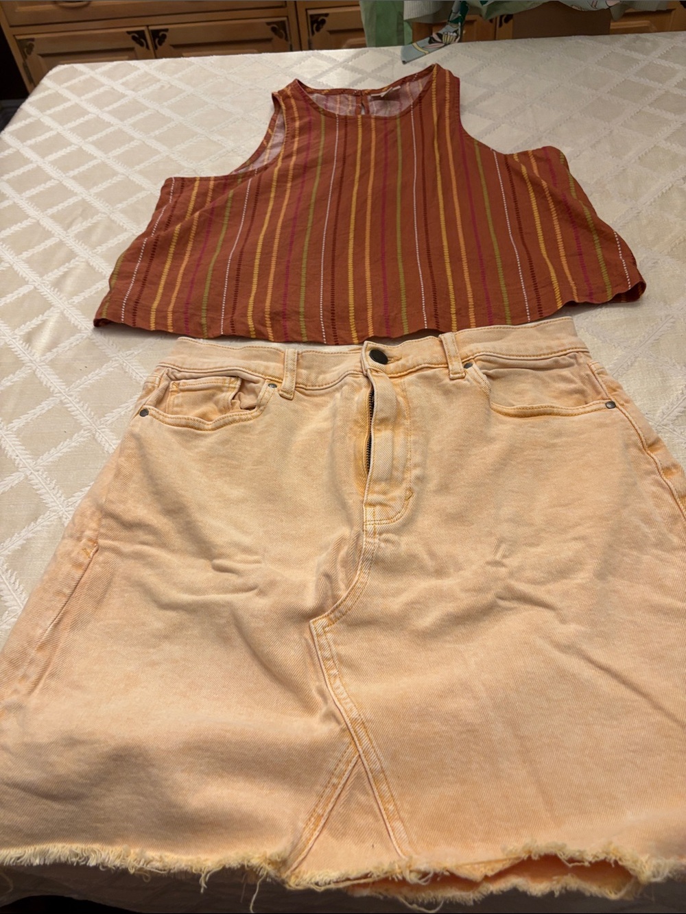 A.N.A. Denim Skirt and top